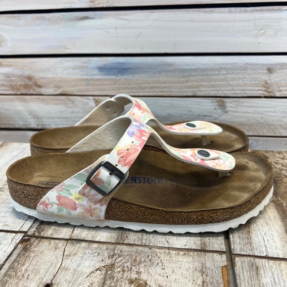Birkenstock Shoes - Birkenstock Gizeh Sandals Floral Size 40 Womens 9 Cork Footbed Thong